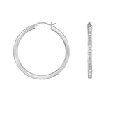 Silver Large Baguette Glitter Earring